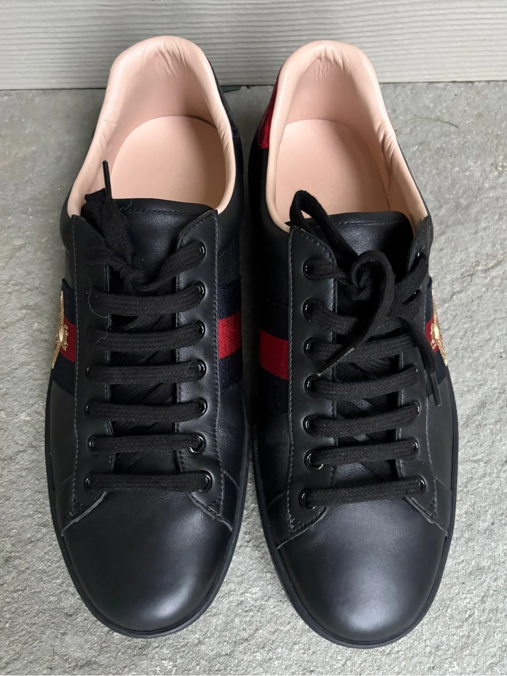 Gucci Ace Gold Bee Black Leather Sneakers